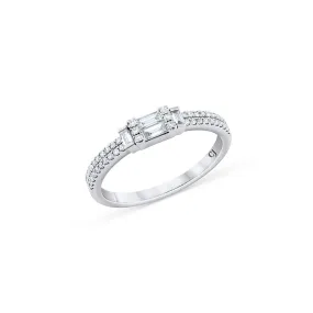 18k White Gold 0.34ctw Diamond Rectangular Ring