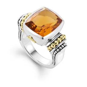 Caviar Color Small Citrine Statement Ring