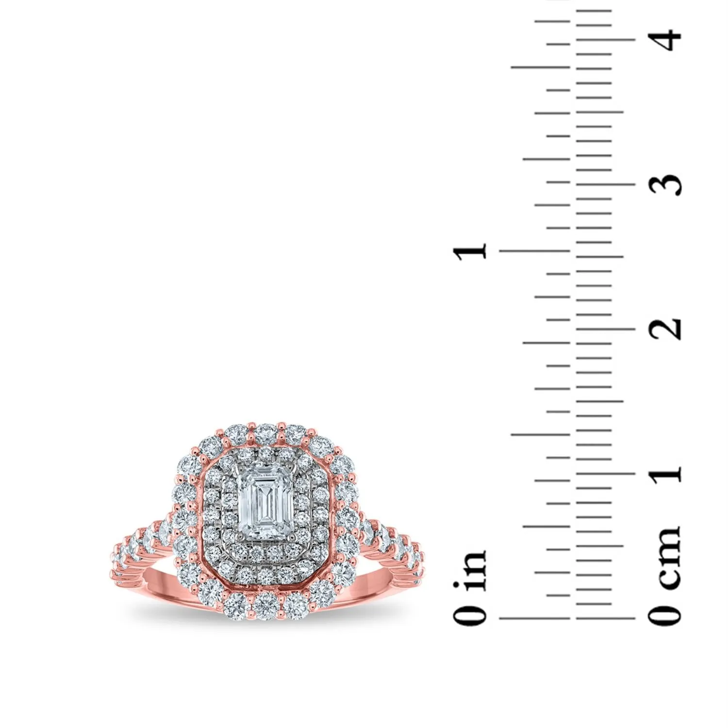 1-1/2 CTW Diamond Engagement Halo Ring in 14KT White and Rose Gold