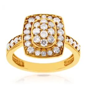 1 Carat Diamond Ring In Gold Plated Sterling Silver