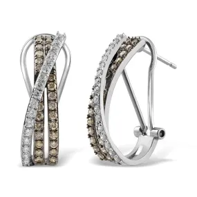 1 CTW Diamond Hoop Crisscross Earrings in 14KT White Gold