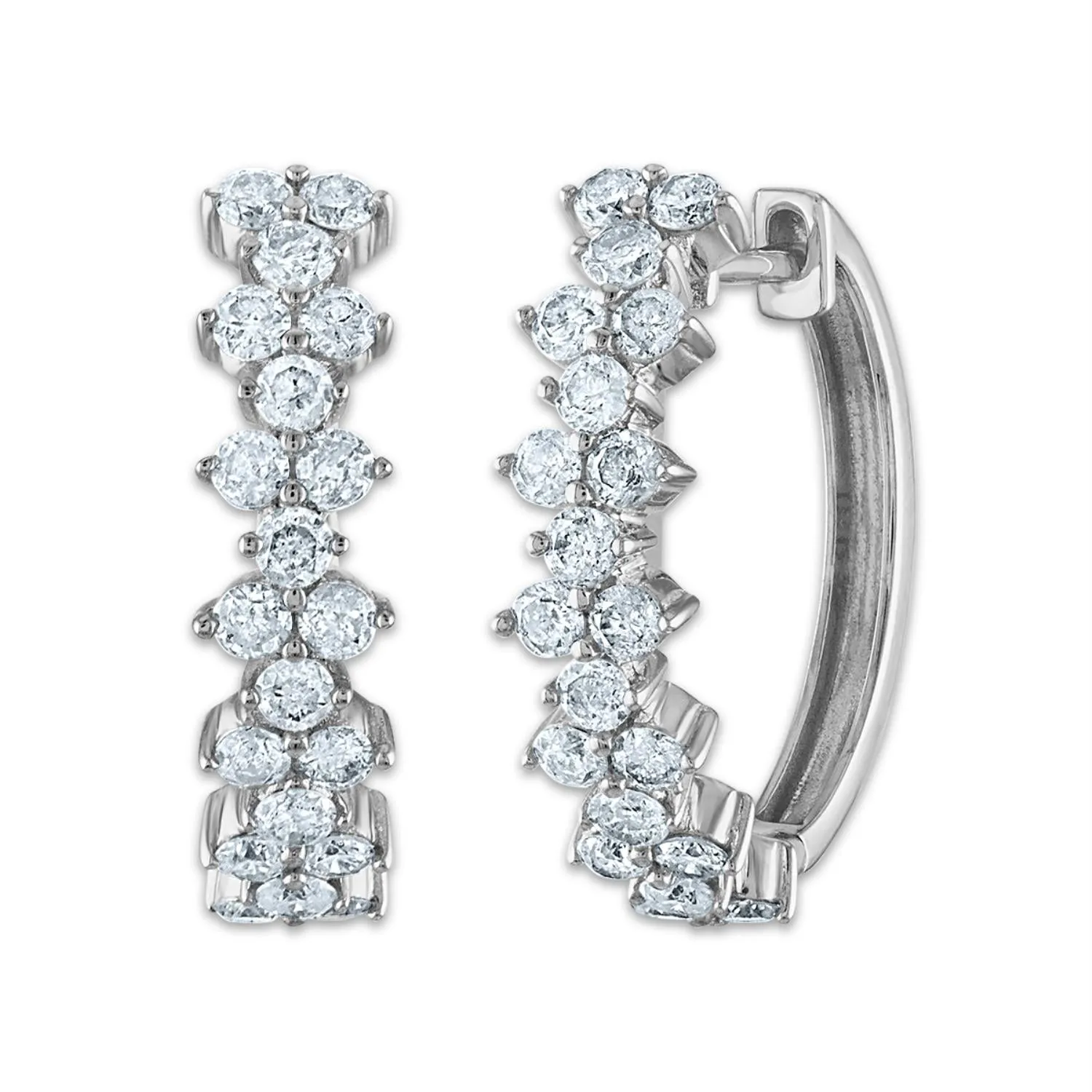 1 CTW Diamond Hoop Earrings in 10KT White Gold