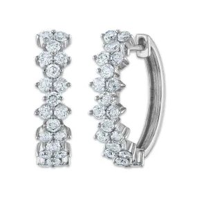 1 CTW Diamond Hoop Earrings in 10KT White Gold