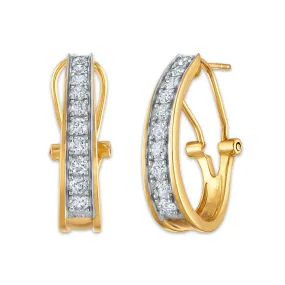 1 CTW Diamond Hoop Earrings in 10KT Yellow Gold