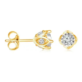 10ct Yellow Gold  1/2 Carat Diamond Stud Earrings