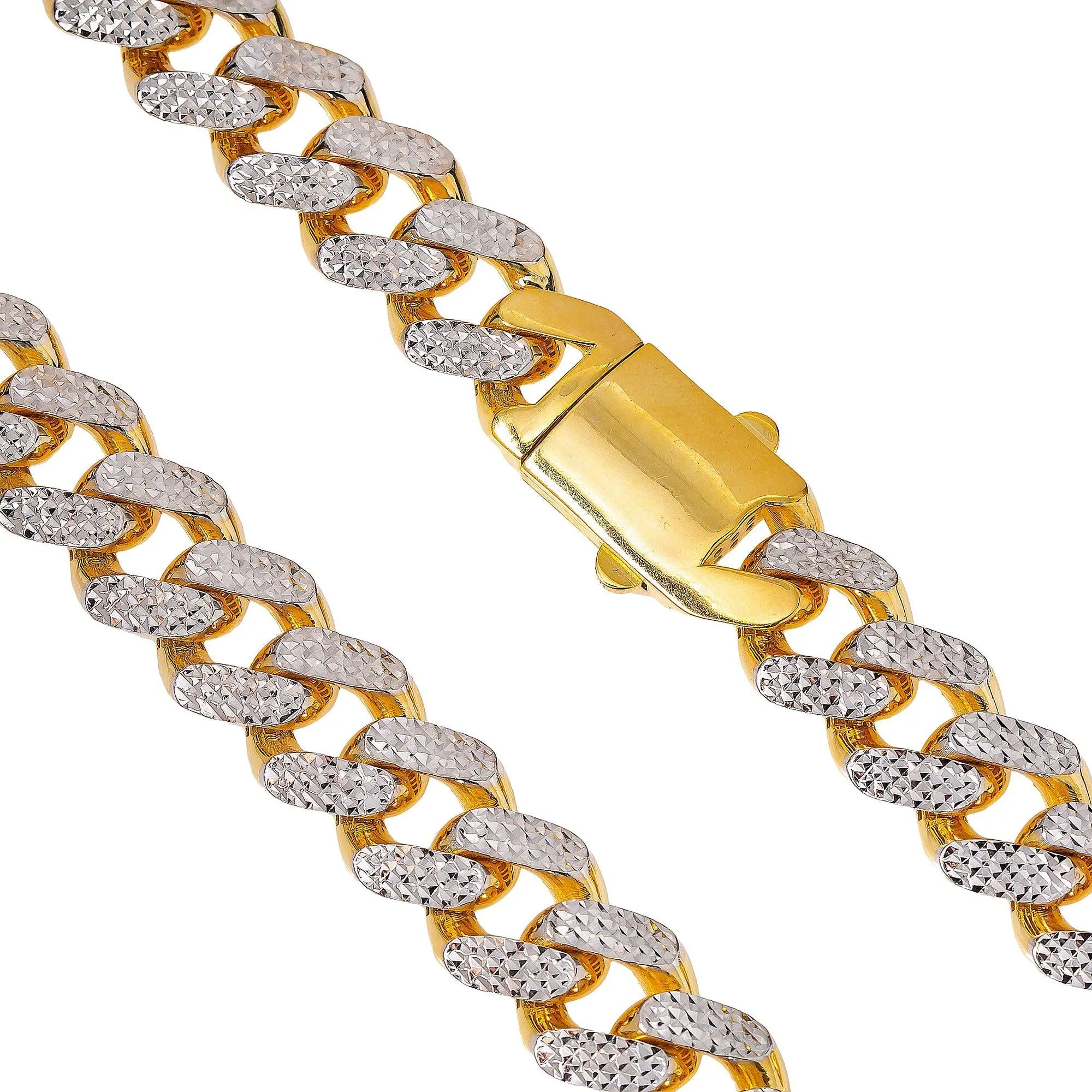 10K HOLLOW YELLOW GOLD 14.5MM DIAMOND CUT CUBAN LINK CHAIN