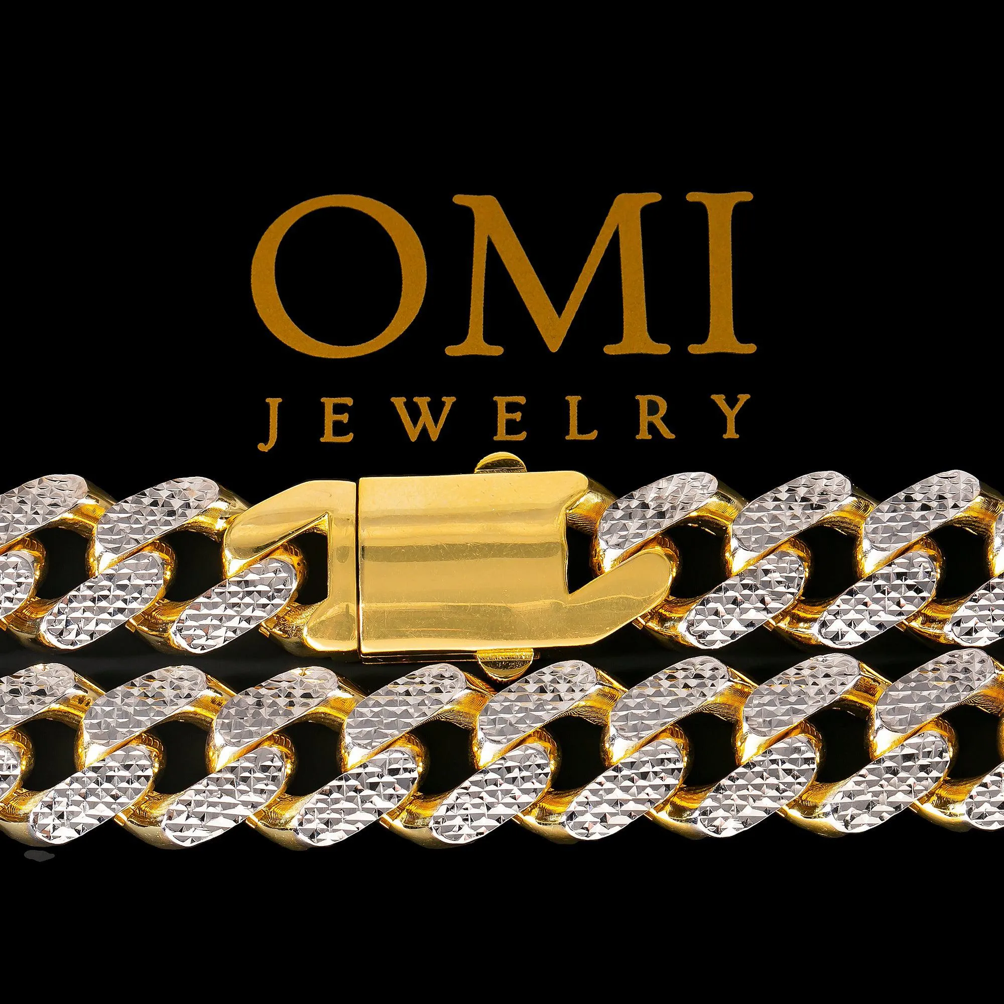 10K HOLLOW YELLOW GOLD 14.5MM DIAMOND CUT CUBAN LINK CHAIN