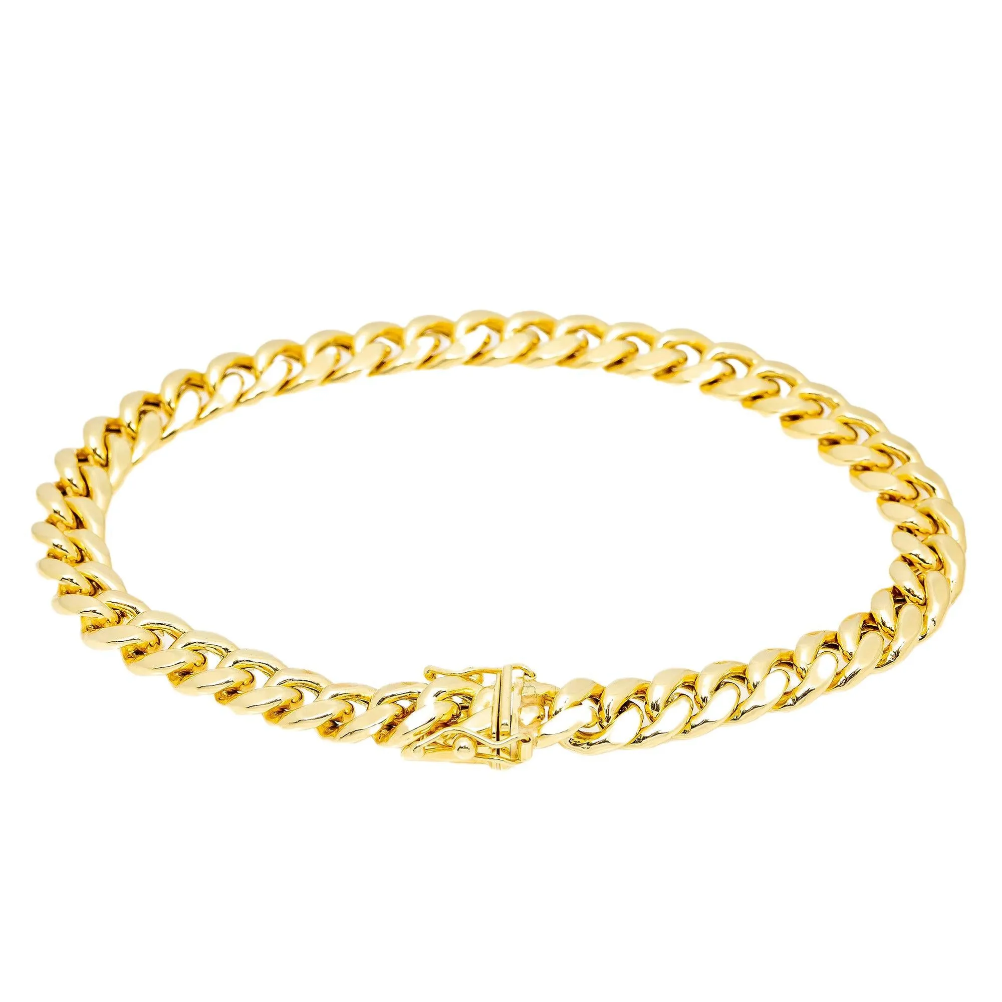 10K HOLLOW YELLOW GOLD 7.25MM CUBAN BRACELET