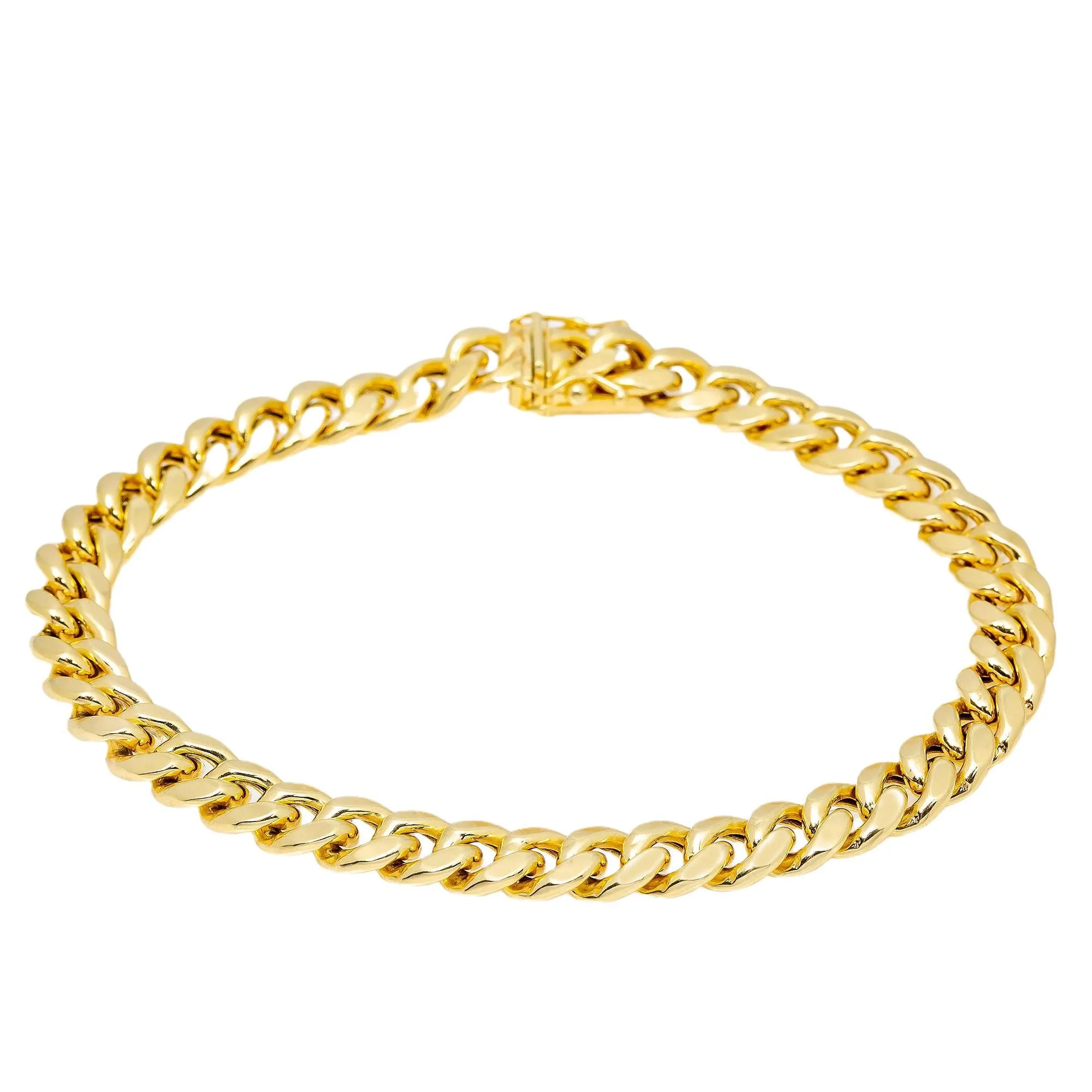 10K HOLLOW YELLOW GOLD 7.25MM CUBAN BRACELET