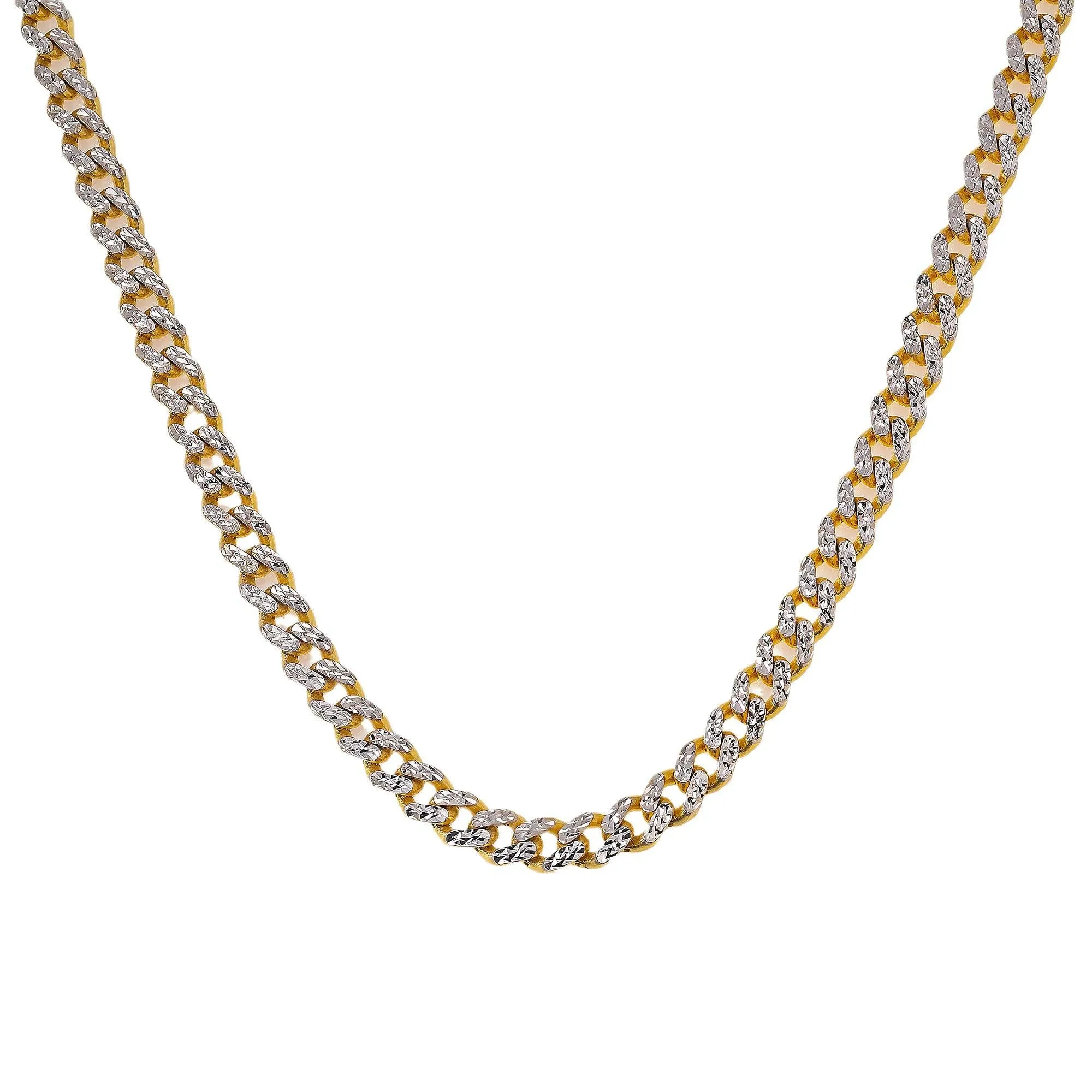 10K HOLLOW YELLOW GOLD DIAMOND CUT CUBAN LINK CHAIN