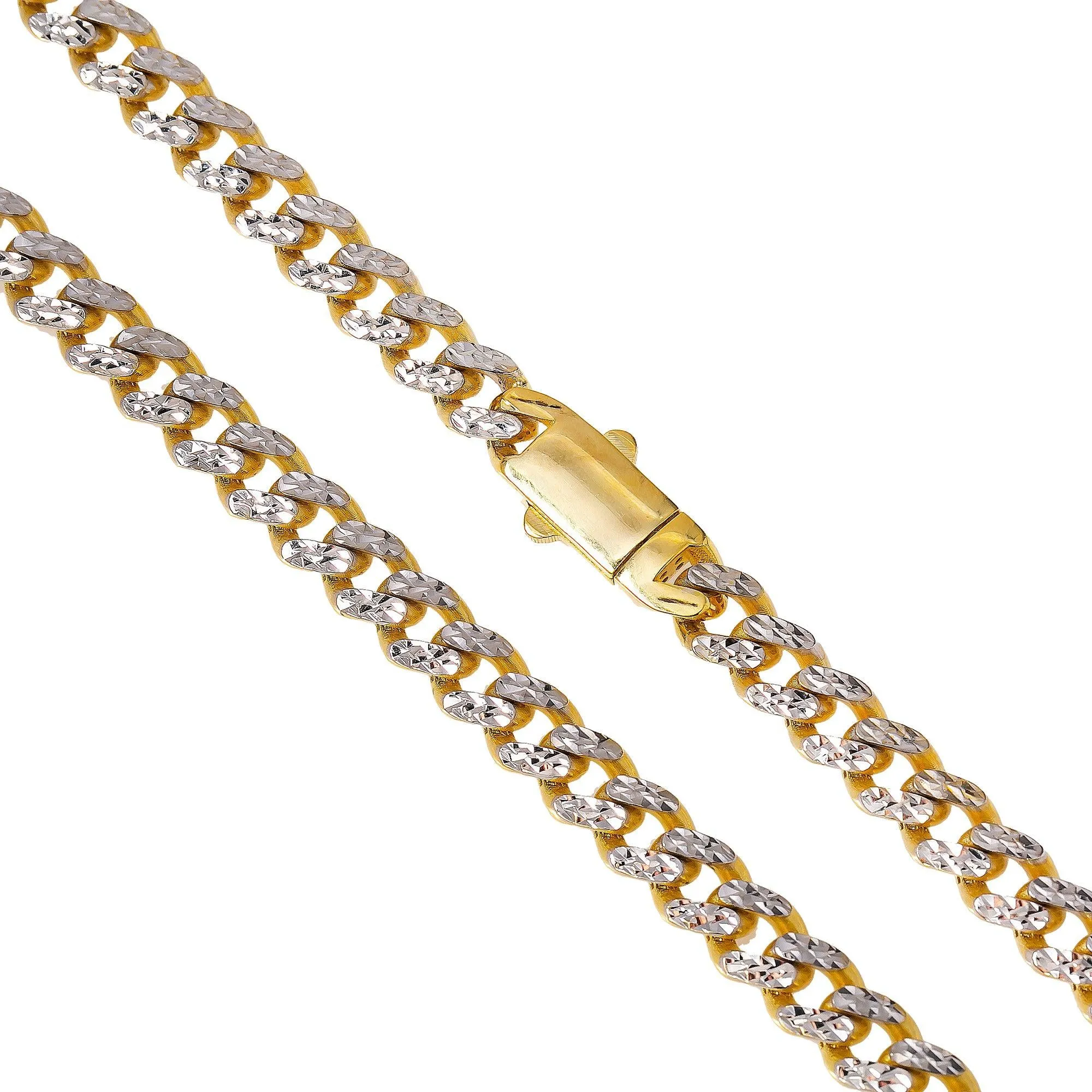 10K HOLLOW YELLOW GOLD DIAMOND CUT CUBAN LINK CHAIN