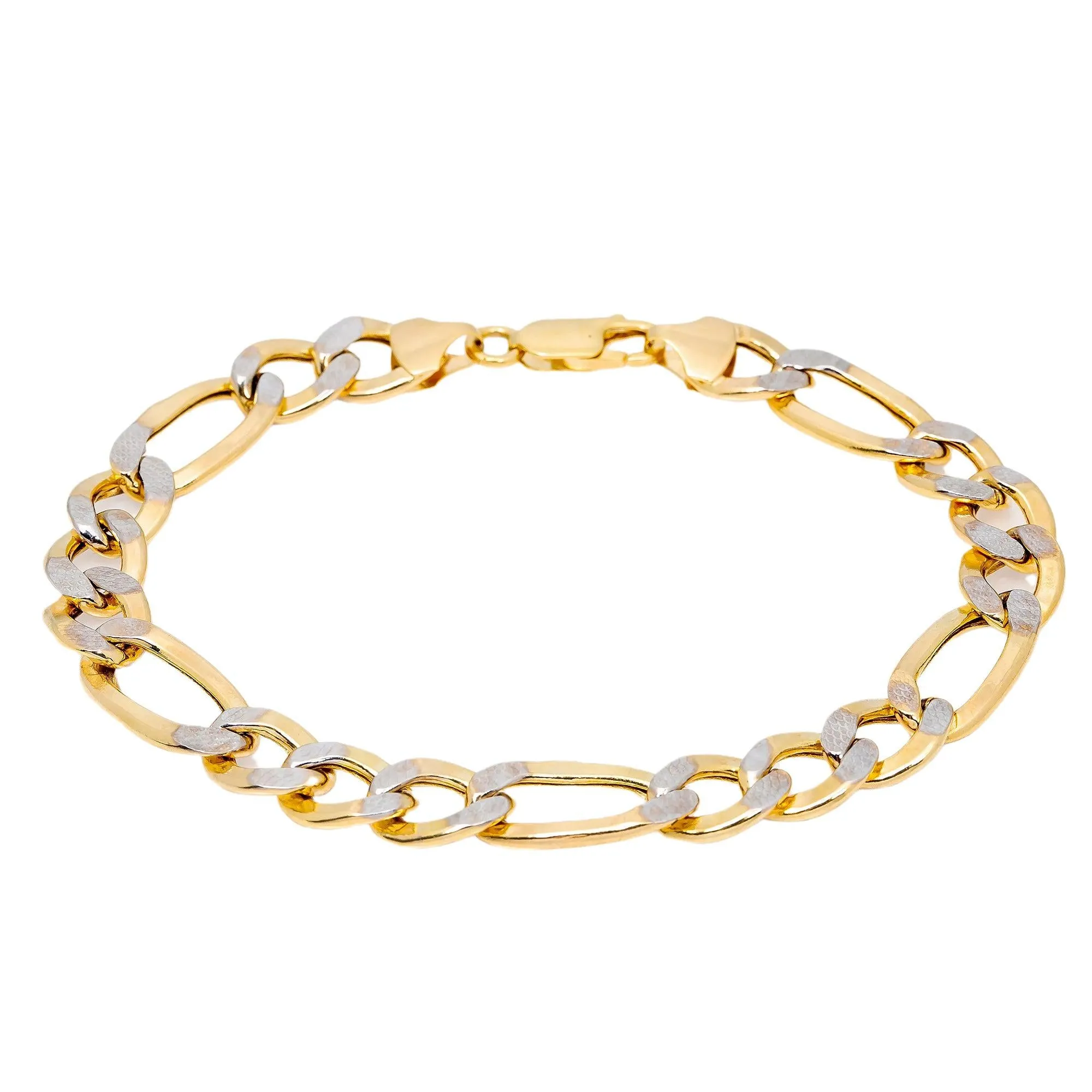 10K HOLLOW YELLOW GOLD FIGARO BRACELET