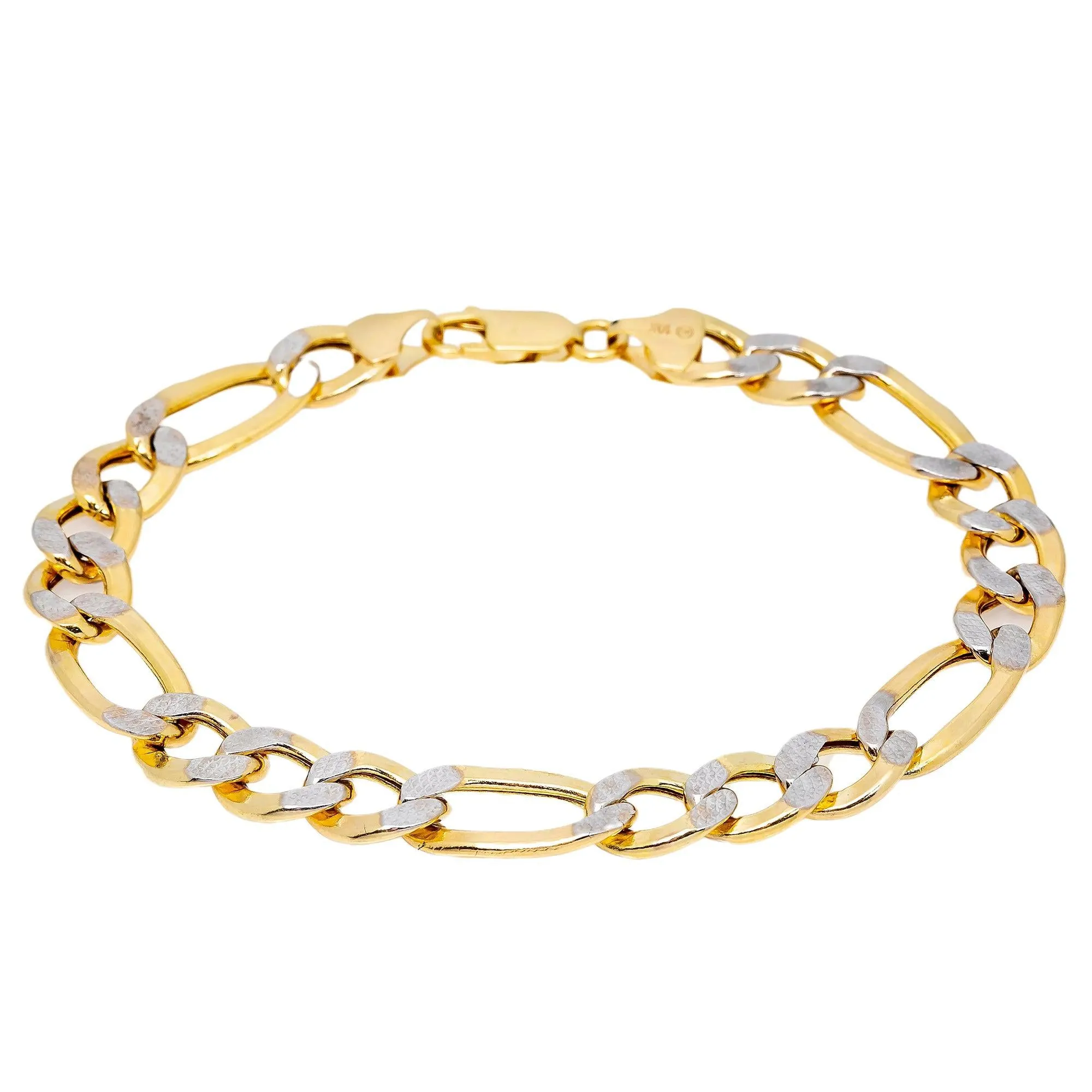 10K HOLLOW YELLOW GOLD FIGARO BRACELET