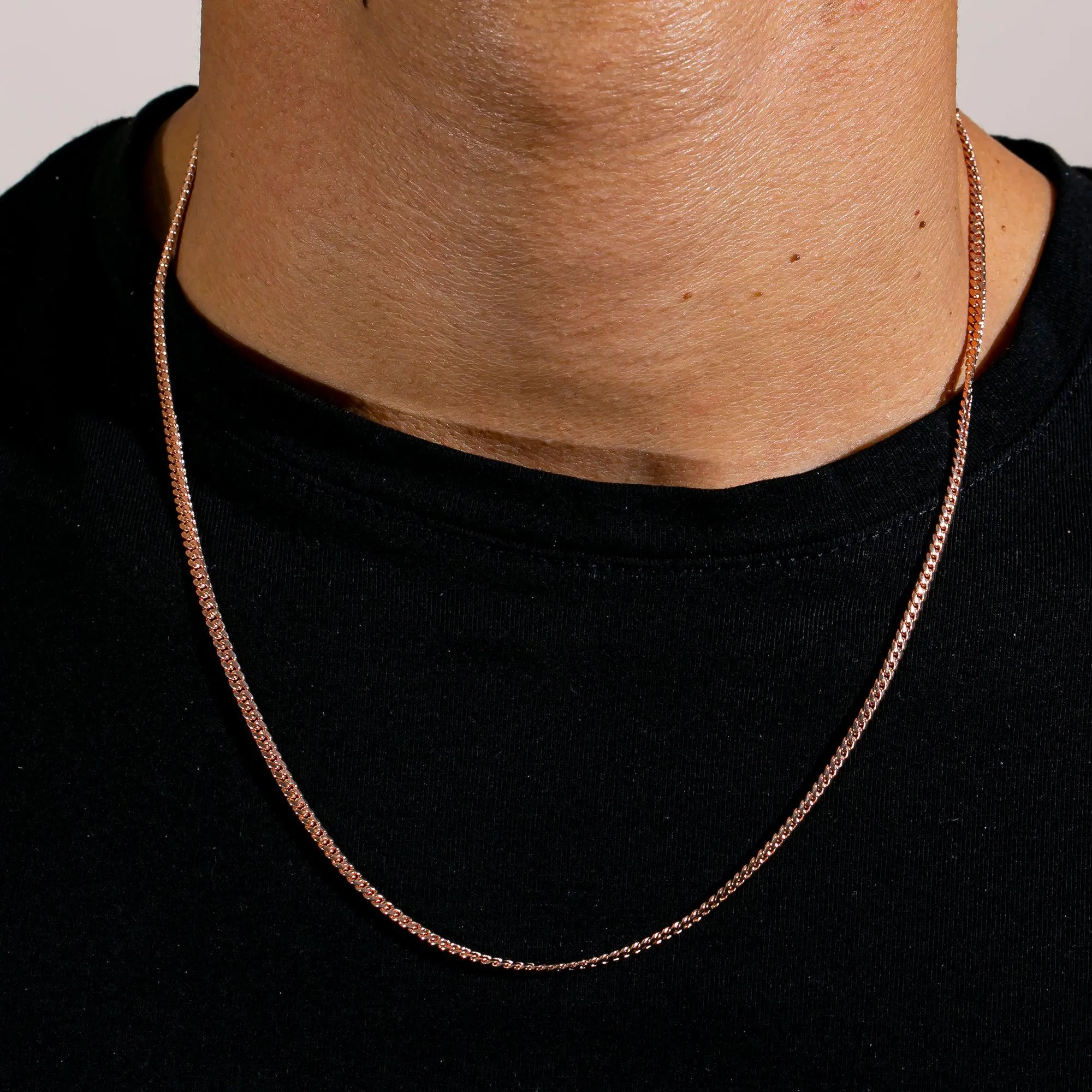 10k Rose Gold 3mm Solid Cuban Chain Available In Sizes 18"-26"