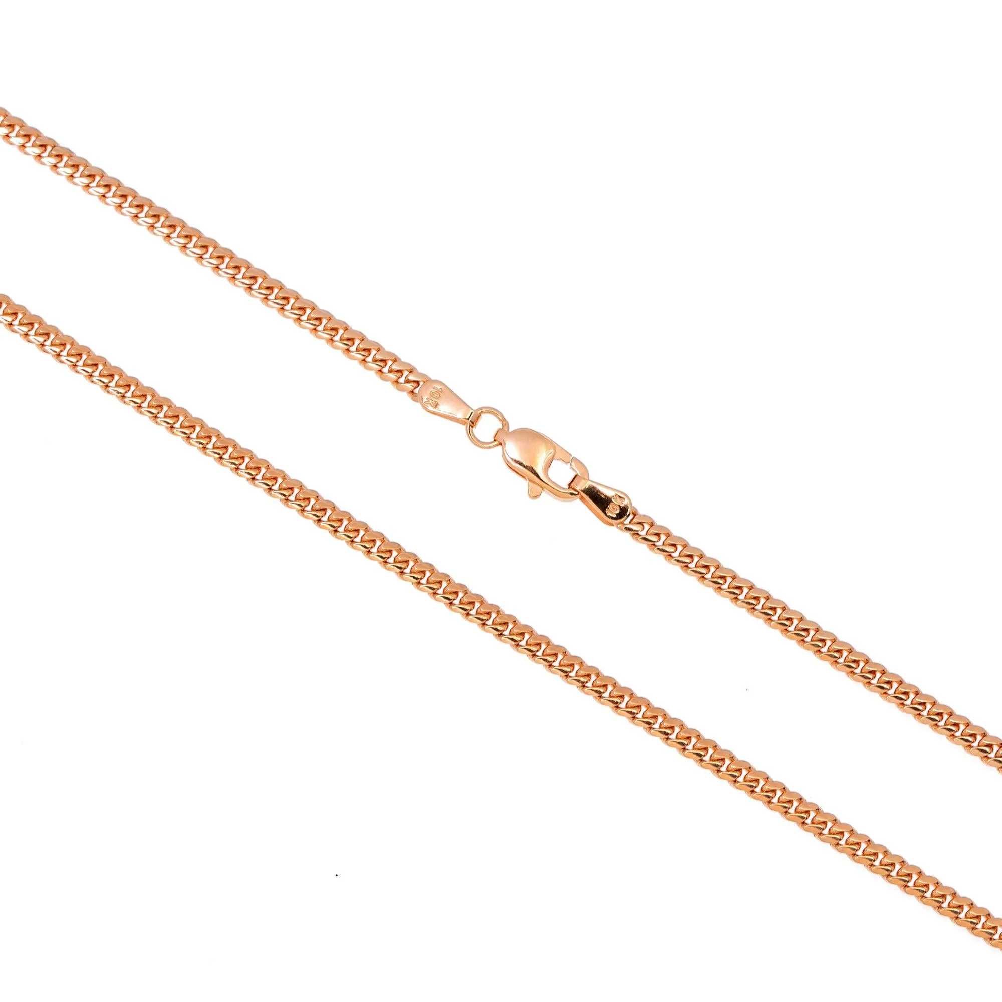 10k Rose Gold 3mm Solid Cuban Chain Available In Sizes 18"-26"