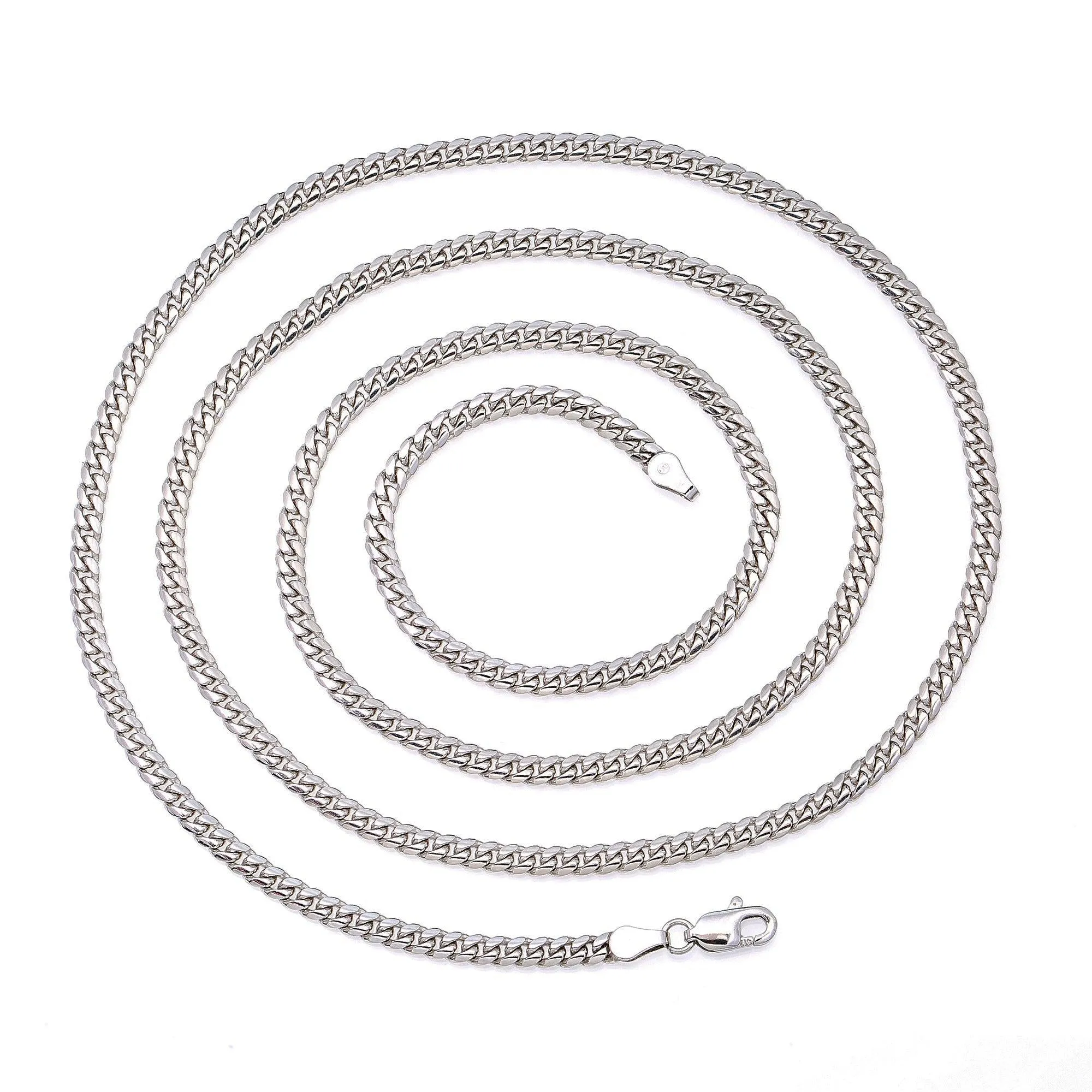 10k White Gold 3mm Solid Cuban Link Chain Available In Sizes 18"-26"