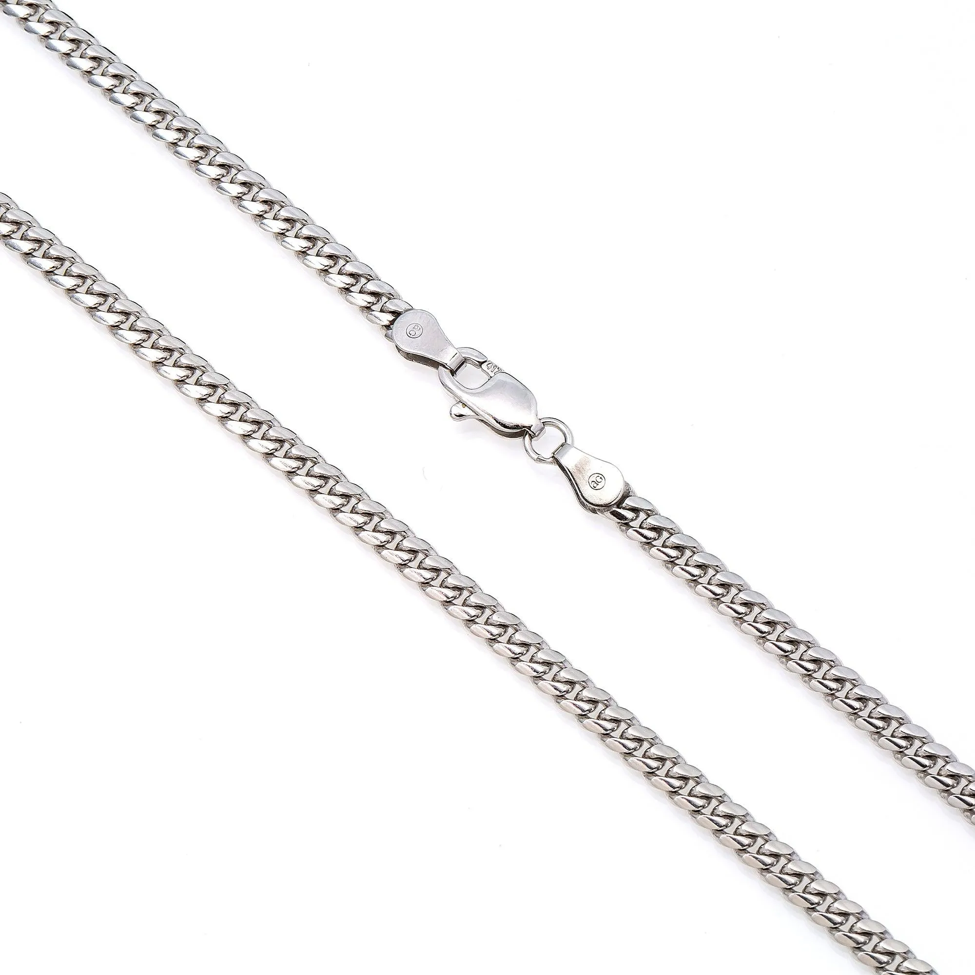 10k White Gold 3mm Solid Cuban Link Chain Available In Sizes 18"-26"