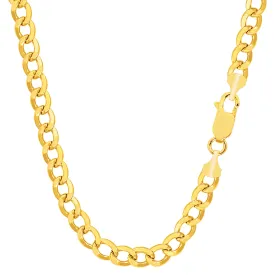 10k Yellow Gold Curb Hollow Chain Necklace, 4.4mm