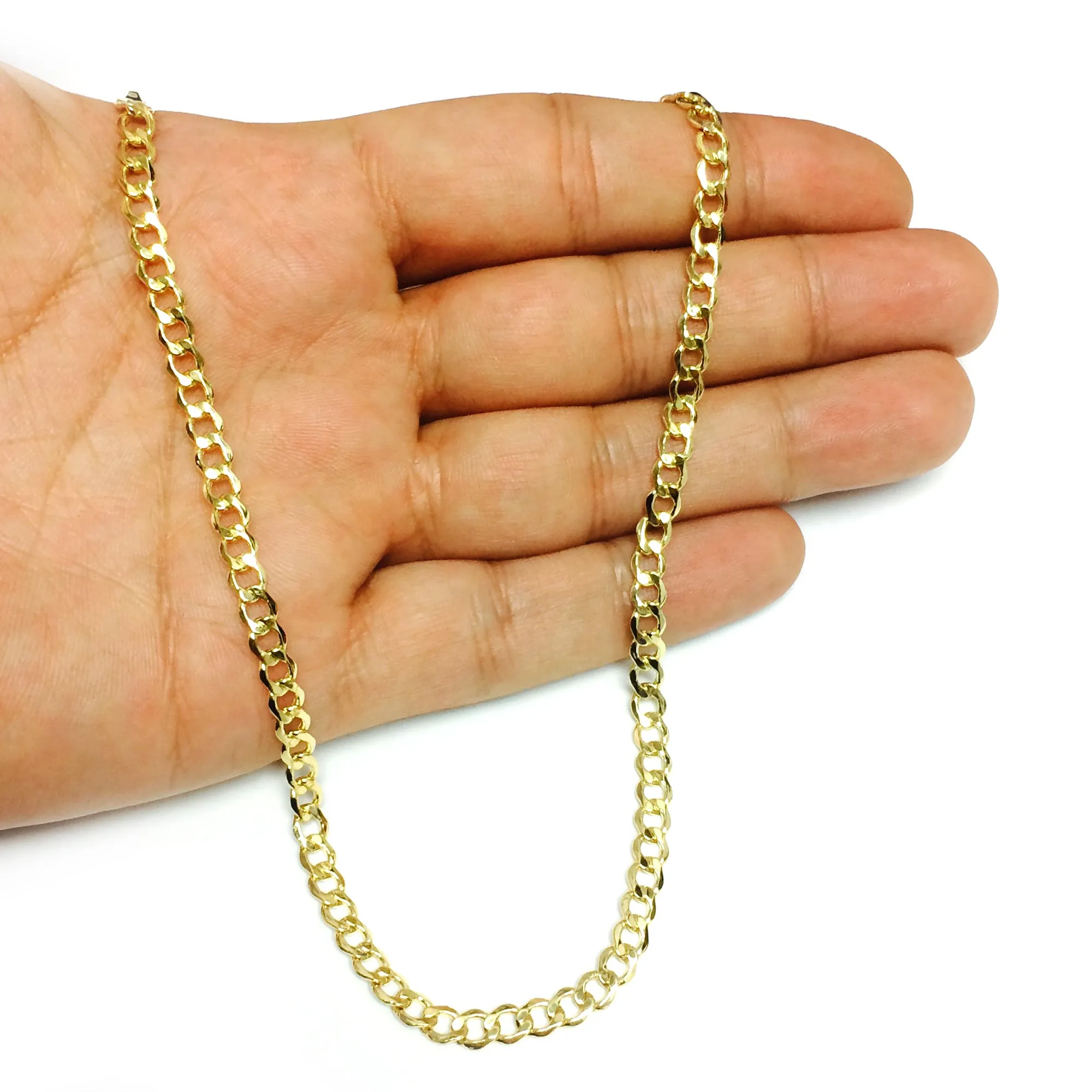 10k Yellow Gold Curb Hollow Chain Necklace, 4.4mm