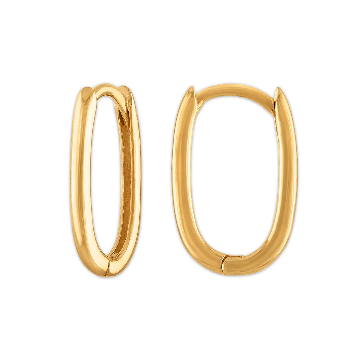 10KT Gold Elongated Hoop Earrings