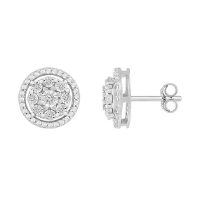 1/10 CTW Diamond Circle Stud Earrings in Sterling Silver