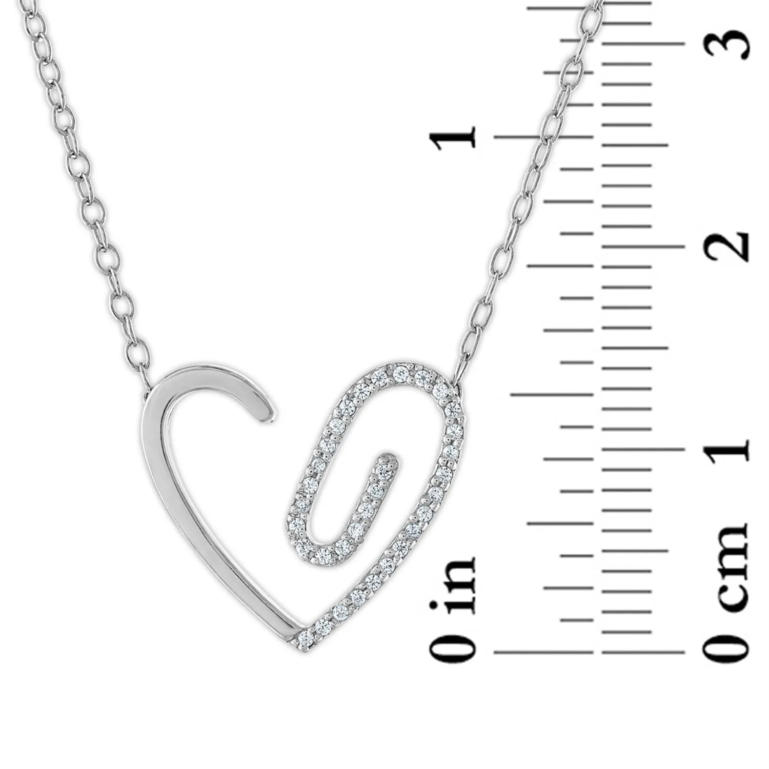 1/10 CTW Diamond Heart PaperClip 18-inch Necklace in 10KT White Gold