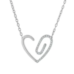 1/10 CTW Diamond Heart PaperClip 18-inch Necklace in 10KT White Gold