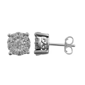 1/2 CTW Diamond Cluster Stud Earrings in 10KT White Gold