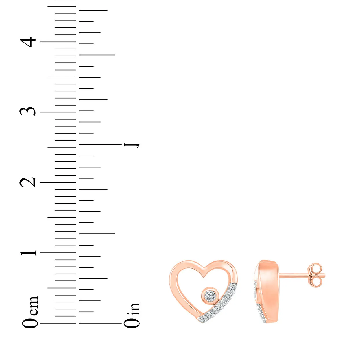 1/20 CTW Diamond Heart Stud Earrings in 10KT Rose Gold