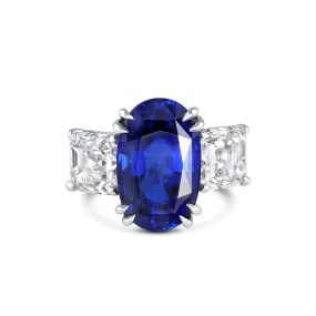 12.27ct Natural Burma "Royal Blue" Sapphire and Diamond Ring, Gübelin and GIA Report