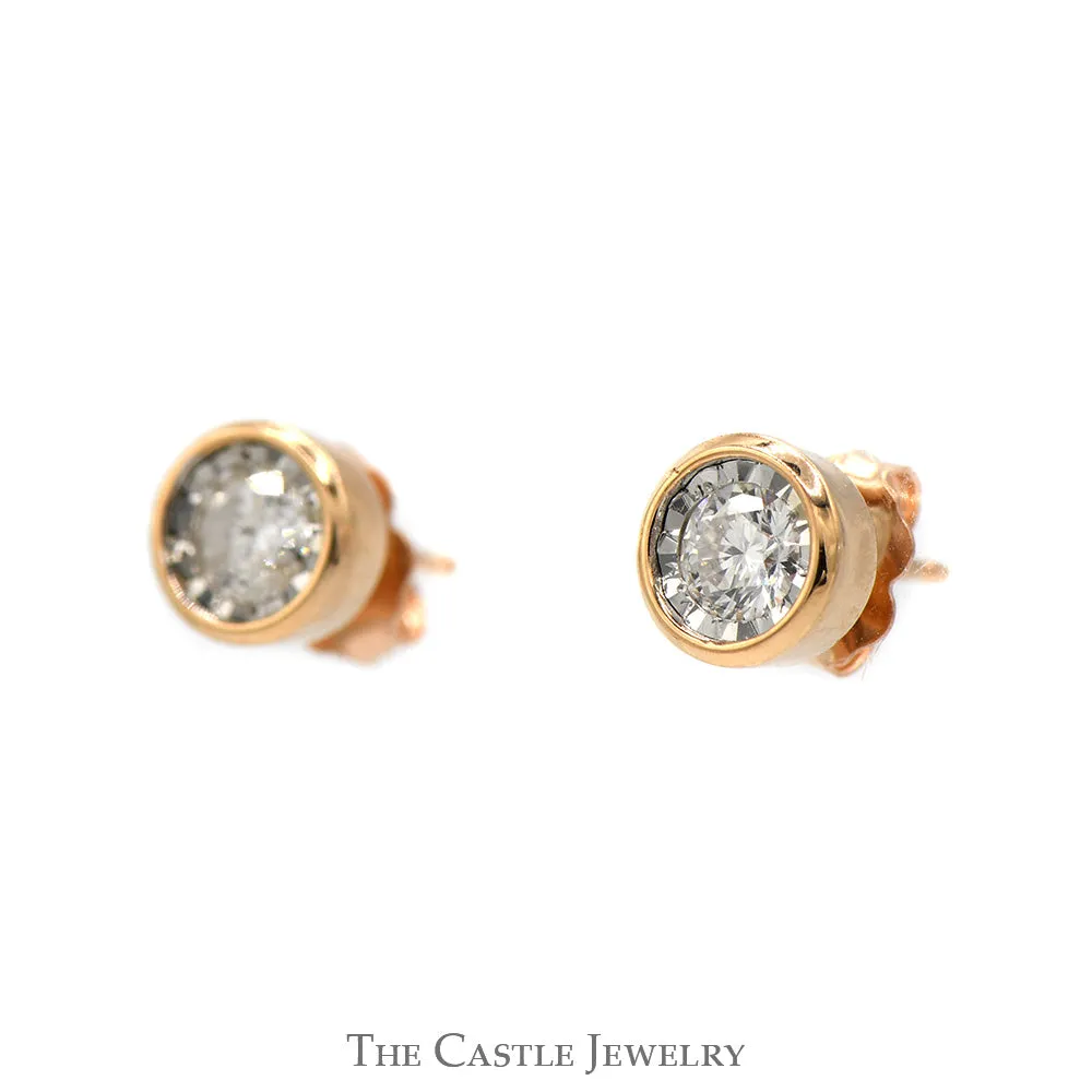 1/2cttw Round Illusion Bezel Set Diamond Stud Earrings in 10k Rose Gold