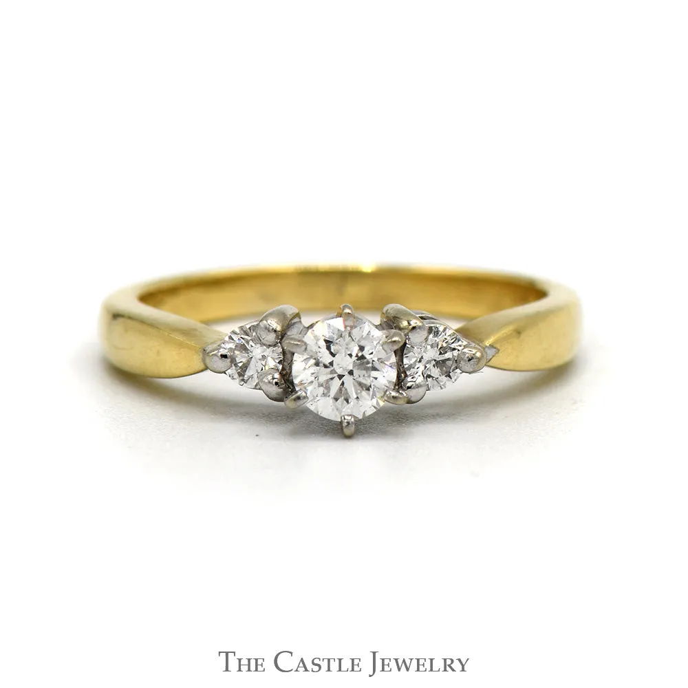 1/2cttw Three Stone Diamond Engagement Ring in 14k Yellow Gold