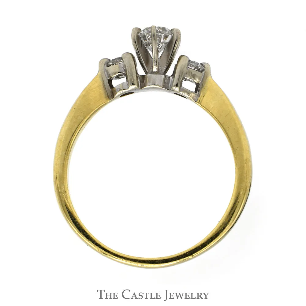 1/2cttw Three Stone Diamond Engagement Ring in 14k Yellow Gold