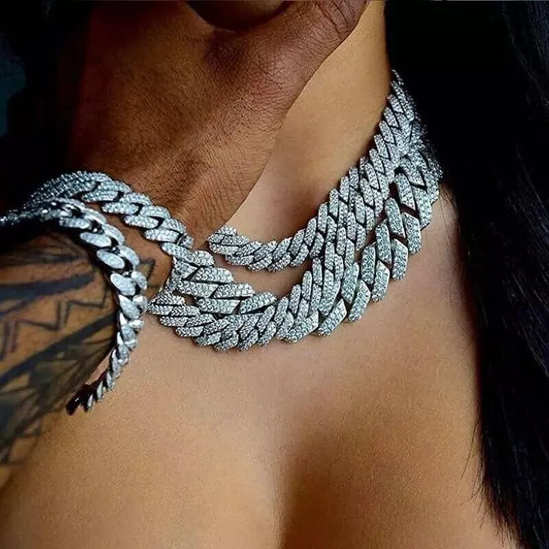 12mm Micro Pave CZ Cuban Link Chains Necklaces