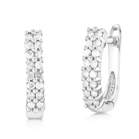 1/3 Carat Diamond Hoop Earrings in 10ct White Gold