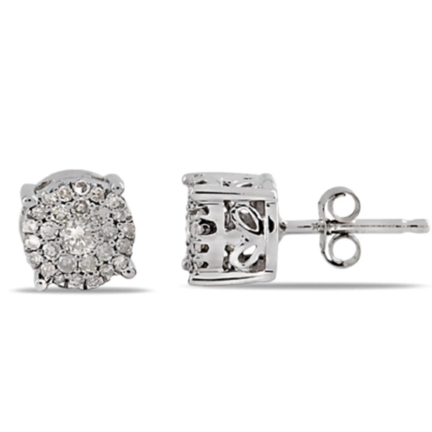 1/3 CTW Diamond Cluster Stud Earrings in 10KT White Gold