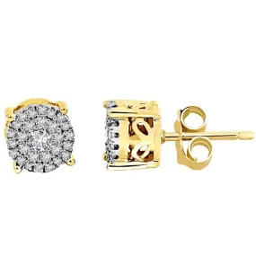 1/3 CTW Diamond Cluster Stud Earrings in 10KT Yellow Gold