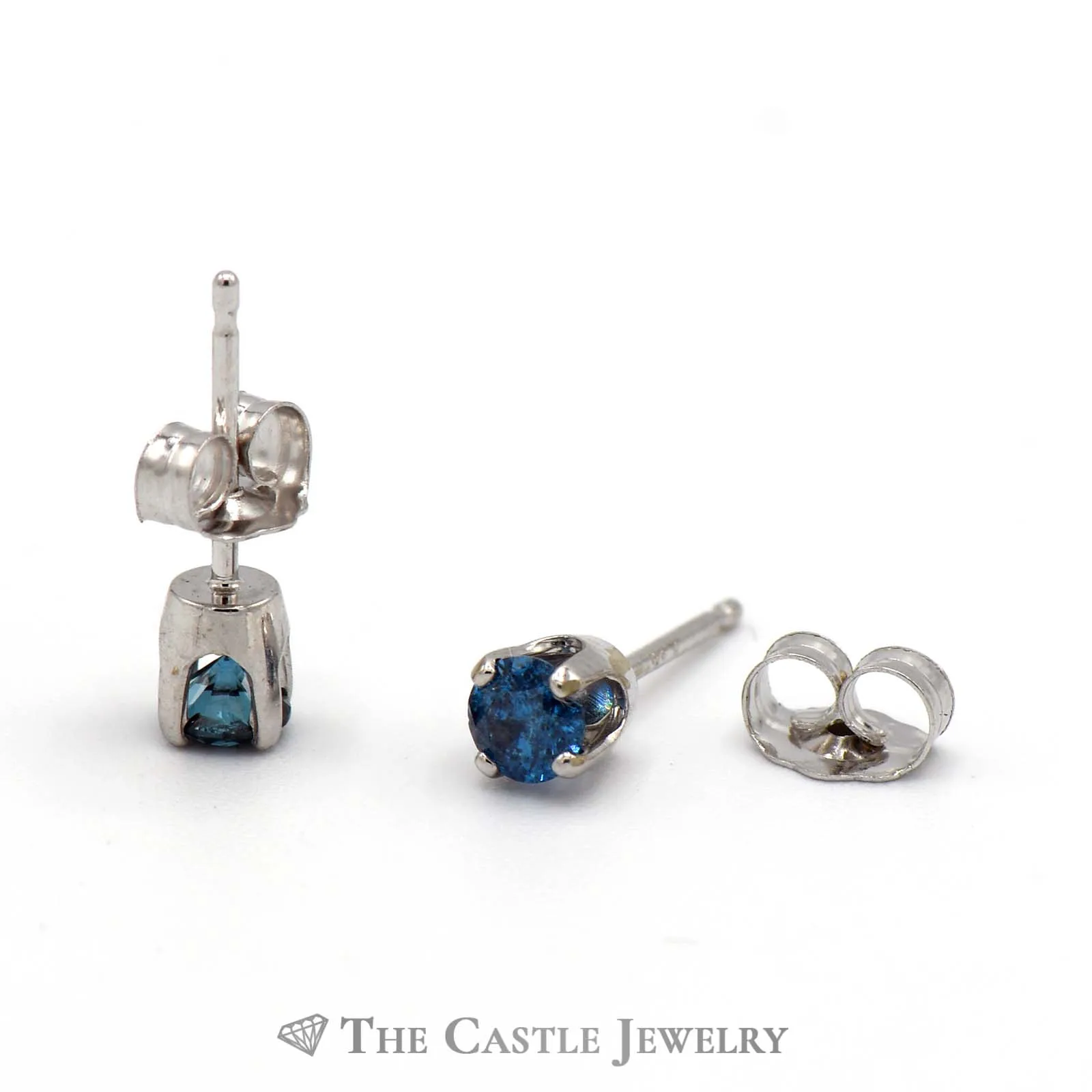 1/3cttw Blue Diamond Stud Earrings in 10k White Gold