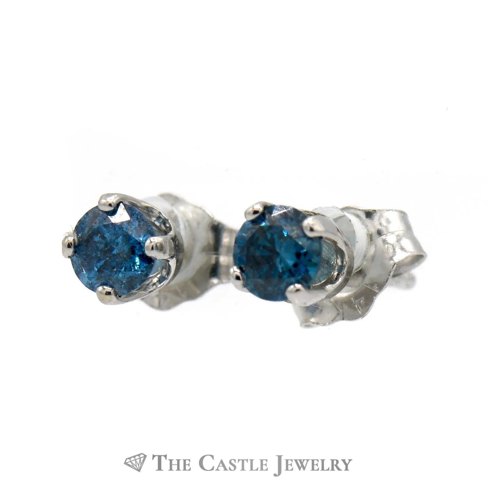 1/3cttw Blue Diamond Stud Earrings in 10k White Gold