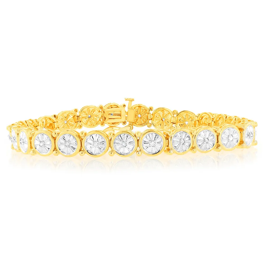 1/4 Carat Diamond Bracelet in Gold Plated Silver