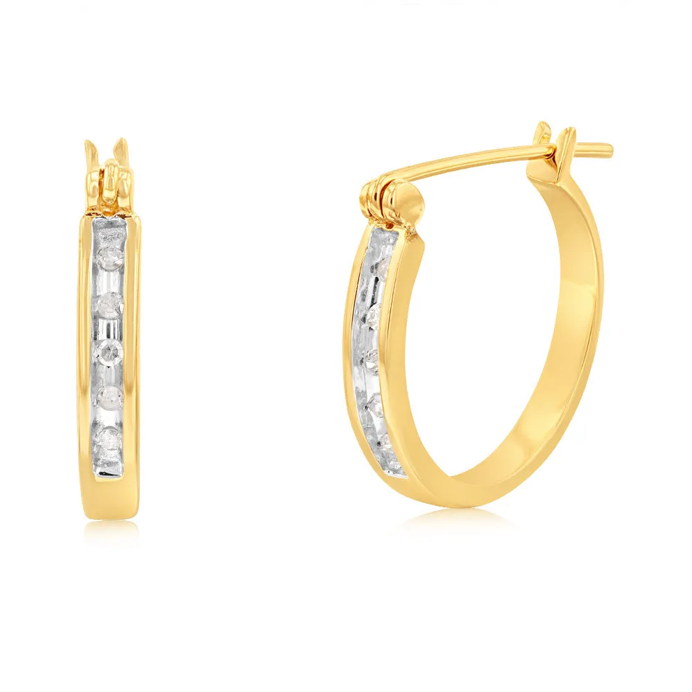 1/4 Carat Diamond Hoop Earring Set in Gold Plated Silver