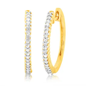 1/4 Carat Diamond Hoop Earrings in Gold Plated Silver