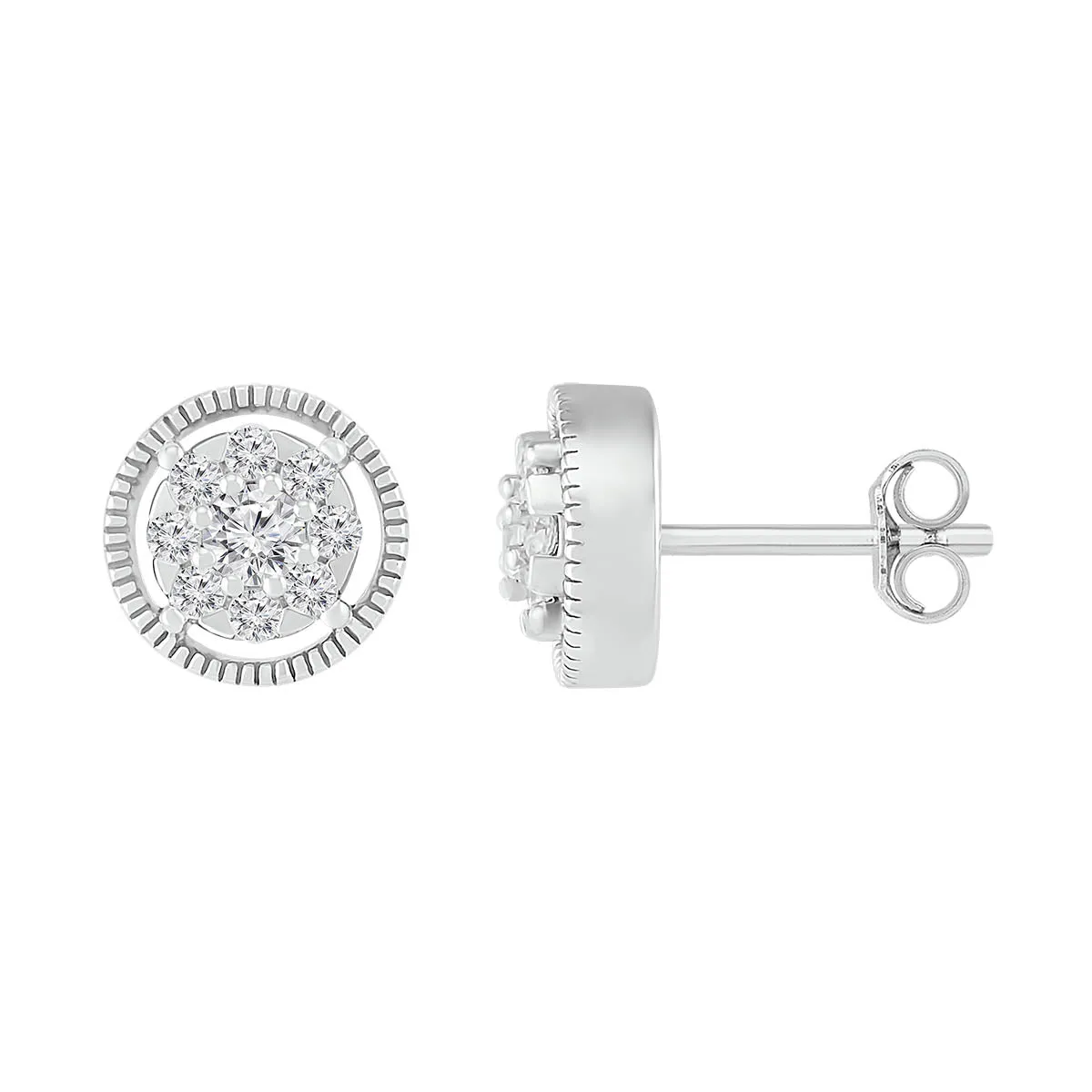 1/4 CTW Diamond Cluster Stud Earrings in 10KT White Gold