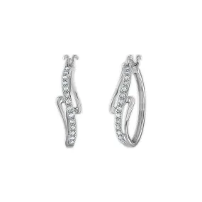 1/4 CTW Diamond Fashion Hoop Earrings in Rhodium Plated Sterling Silver