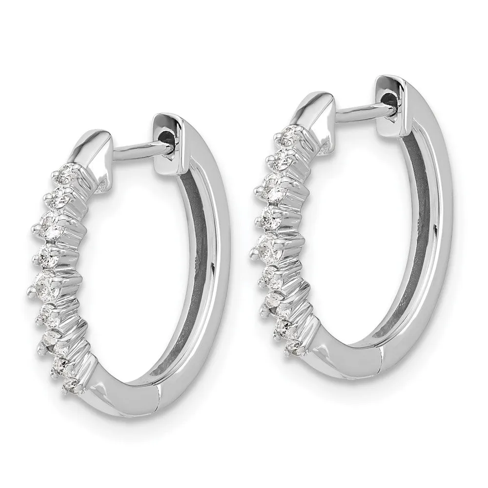 1/4 CTW Diamond Hoop Earrings in 14KT White Gold