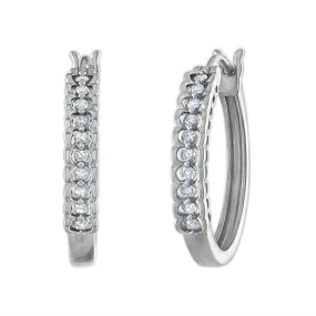 1/4 CTW Diamond Hoop Earrings in Sterling Silver