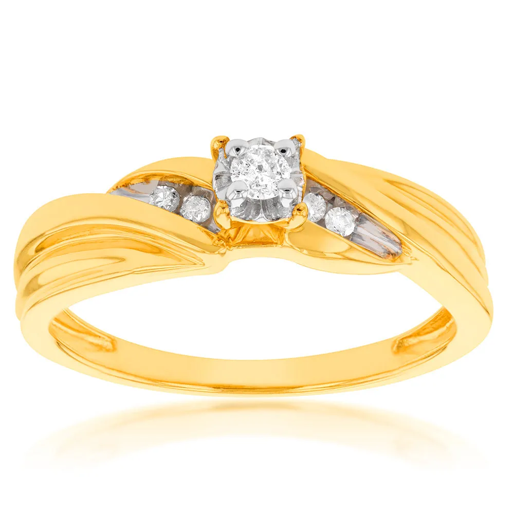 14ct Gold Plated Sterling Silver1/10 Carat Diamond Ring