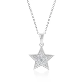 14ct White Gold 1/10 Carat Diamond Star Pendant On 45cm Chain