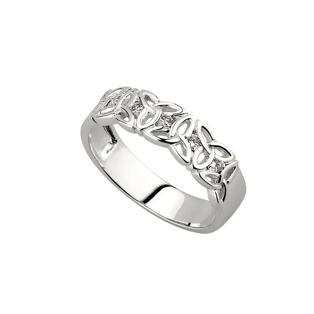 14ct White Gold Diamond Trinity Knot Band