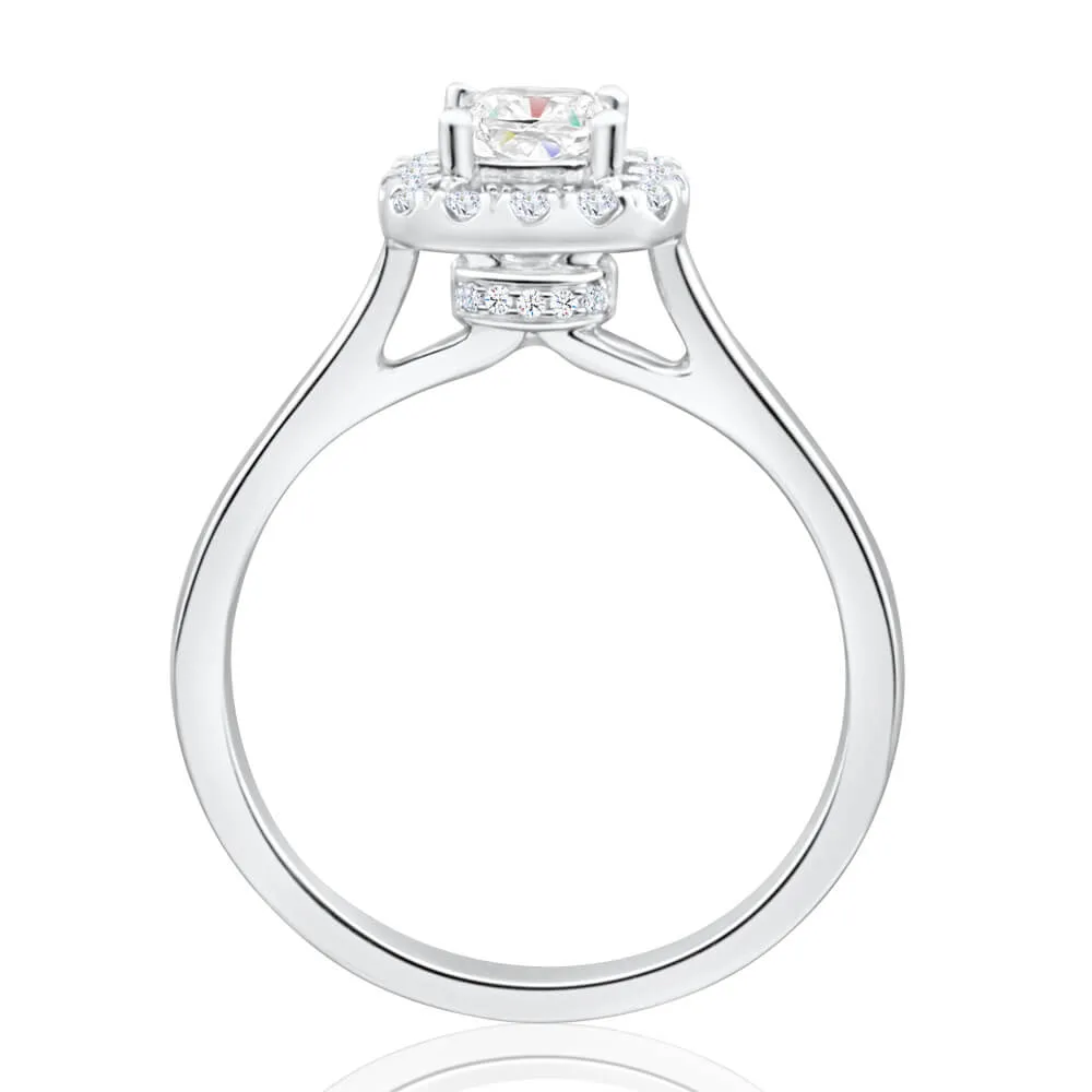 14ct White Gold Ring With 75 Points Of Diamonds